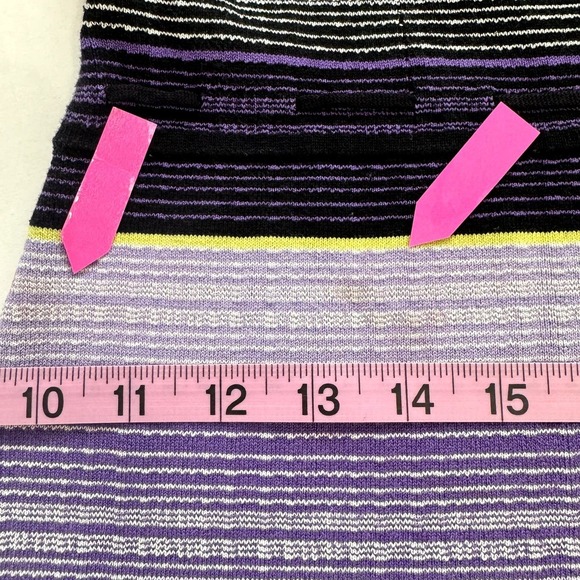 DVF Women's Carrigan Dress Large Purple Teal 3/4 Sleeve Silk Blend Striped Knit - Picture 13 of 16
